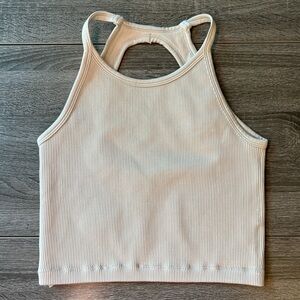 Gray Ribbed Women's Workout Top